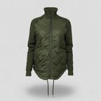Chaqueta acolchada ligera con detalle de retales y cintura ajustable
