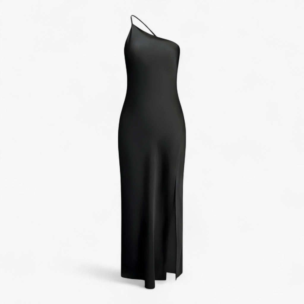 Long Satin Maxi Dress with a Fluid, Glossy Finish