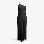 Long Satin Maxi Dress with a Fluid, Glossy Finish