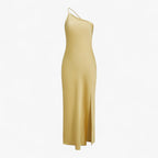 Long Satin Maxi Dress with a Fluid, Glossy Finish