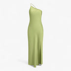 Long Satin Maxi Dress with a Fluid, Glossy Finish
