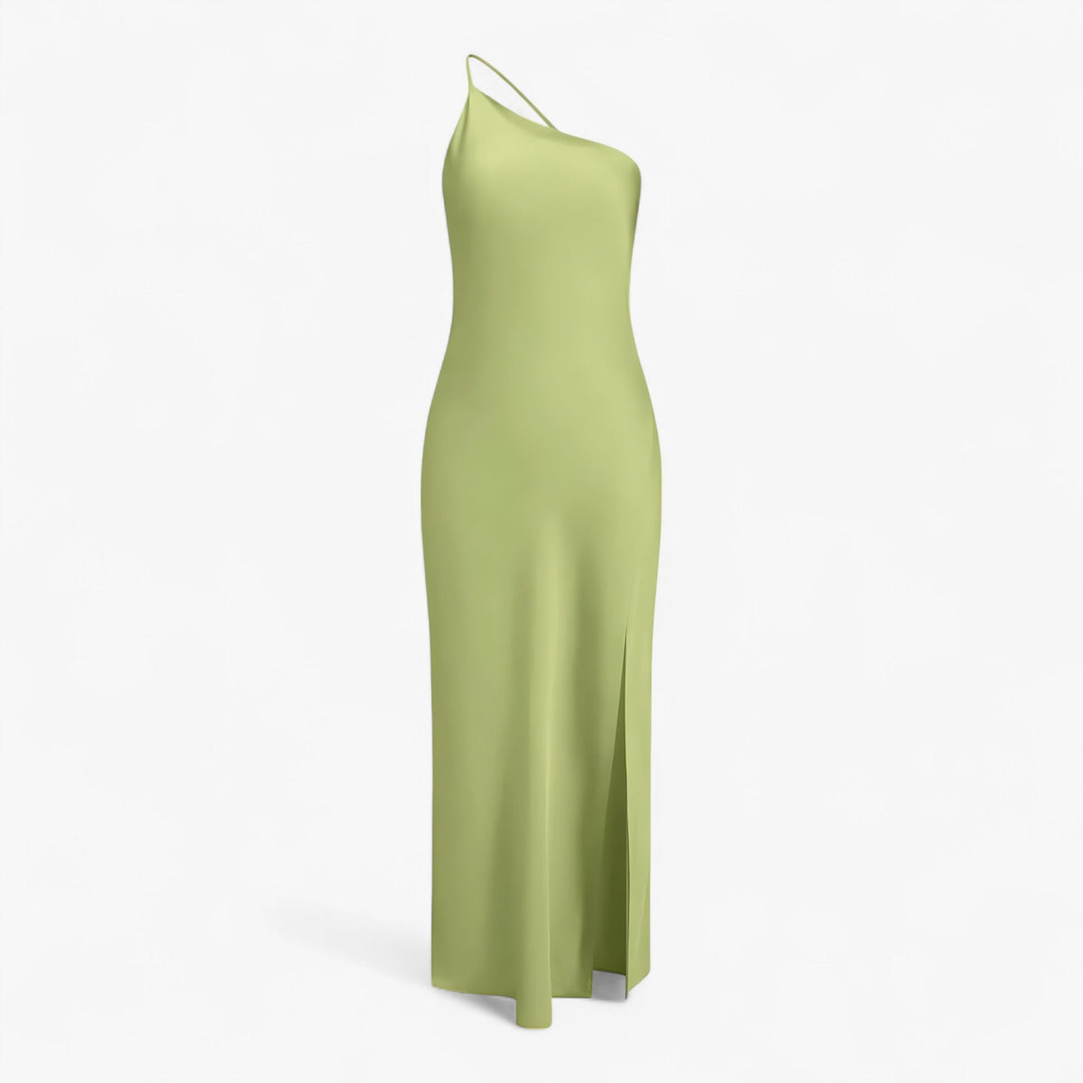 Long Satin Maxi Dress with a Fluid, Glossy Finish