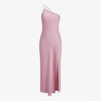 Long Satin Maxi Dress with a Fluid, Glossy Finish