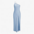 Long Satin Maxi Dress with a Fluid, Glossy Finish