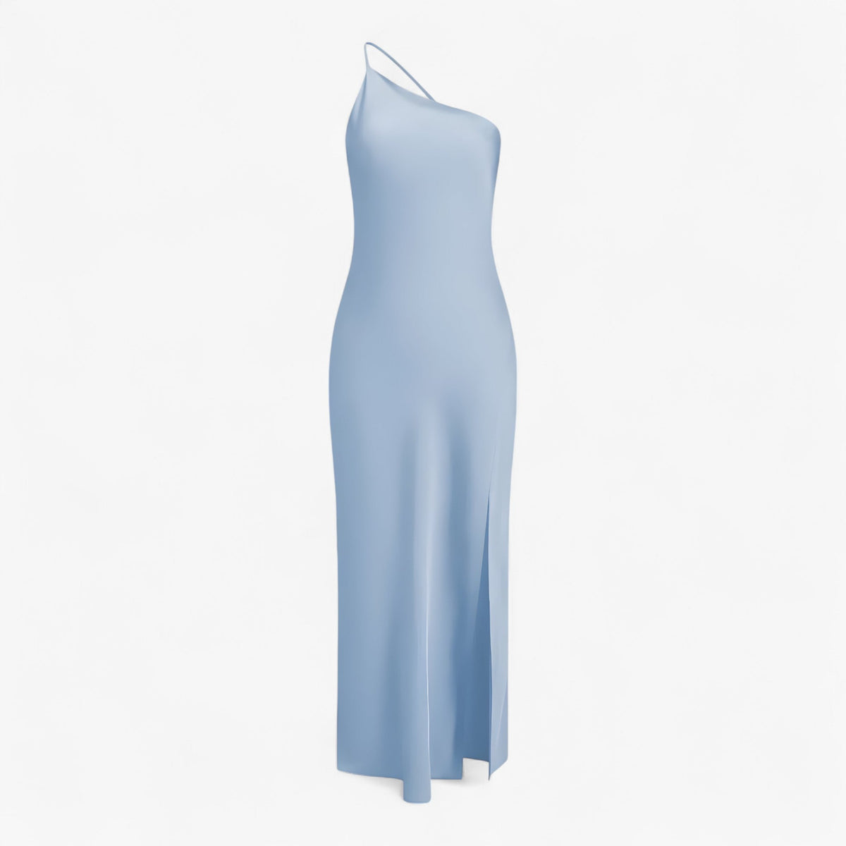 Long Satin Maxi Dress with a Fluid, Glossy Finish