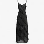 Layered Ruffle Maxi Dress with Thin Adjustable Straps