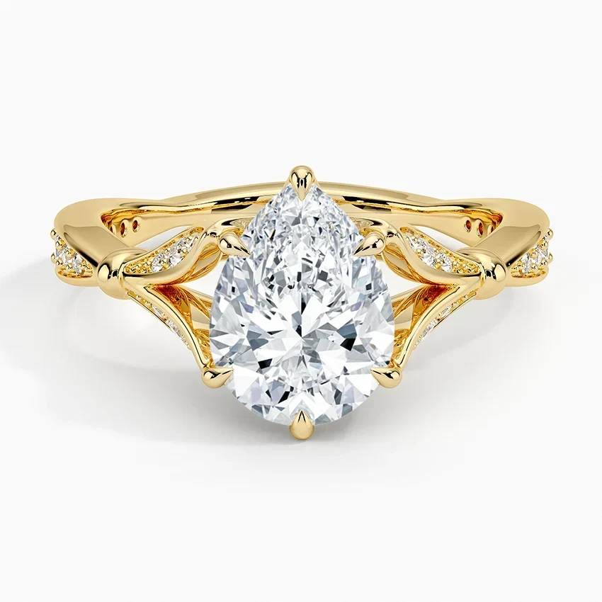 Pear-Cut Stone Flower Ring with Graceful Petal Arrangement