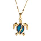 Ocean Blue Turtle Pendant Necklace with Seaside Charm