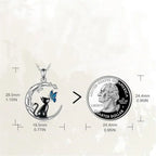 Moon, Cat and Butterfly Crystal Pendant Necklace with Whimsical Charm