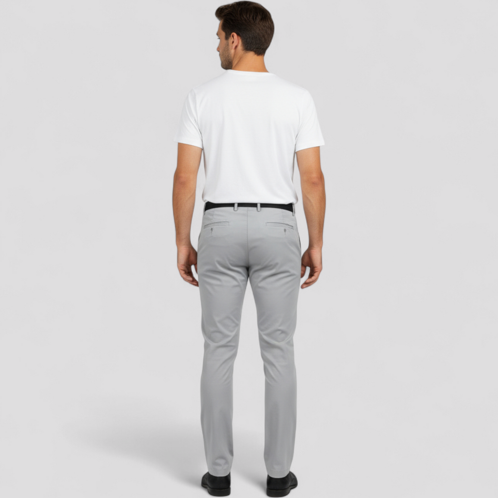 Men's Slim Fit Trousers with Elastic Waistband and Pockets