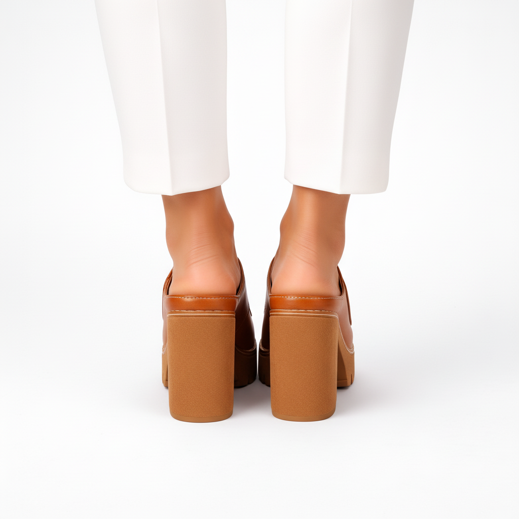 Platform heels with wide, stable heel base