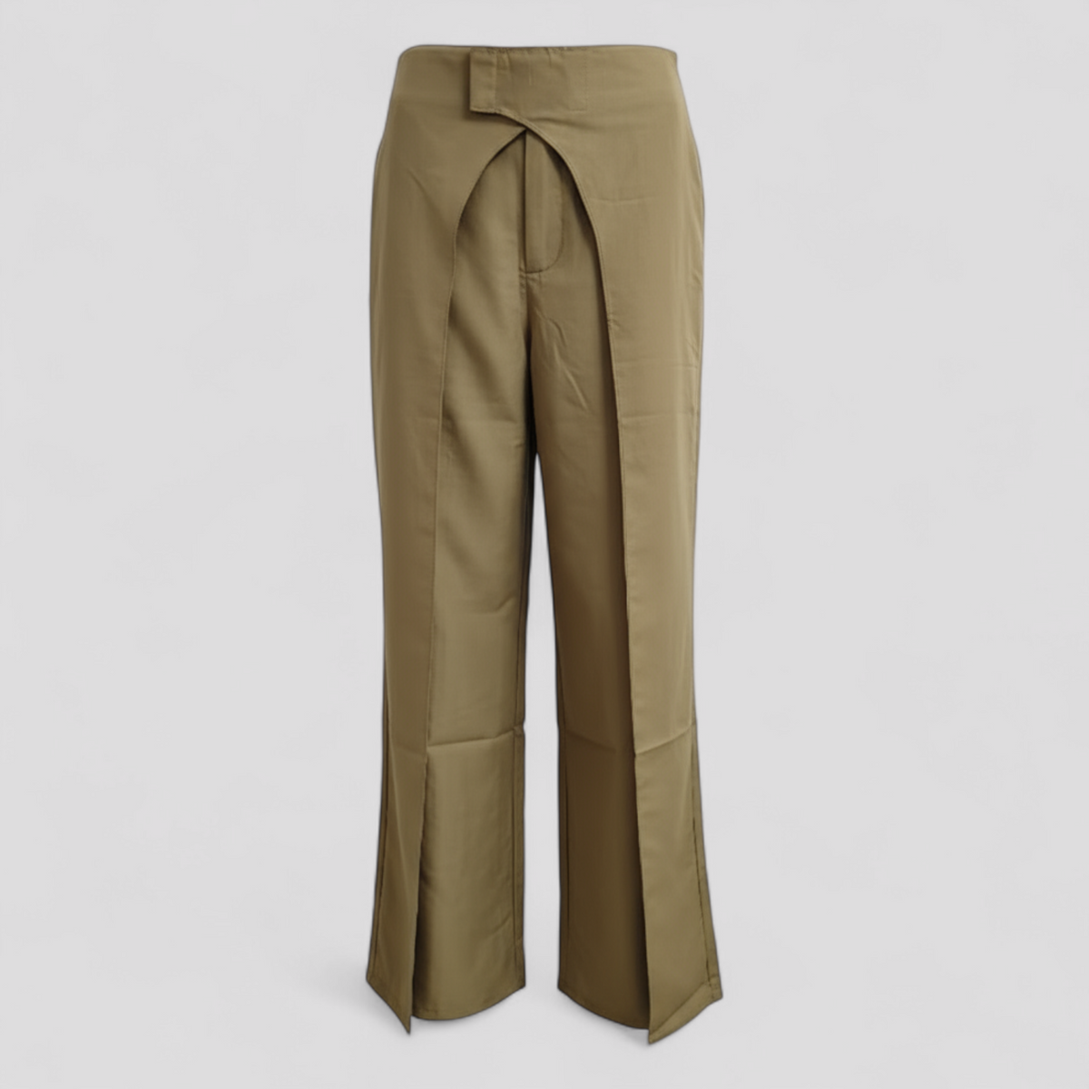 High-Waisted Wide-Leg Trousers with Asymmetric Hem