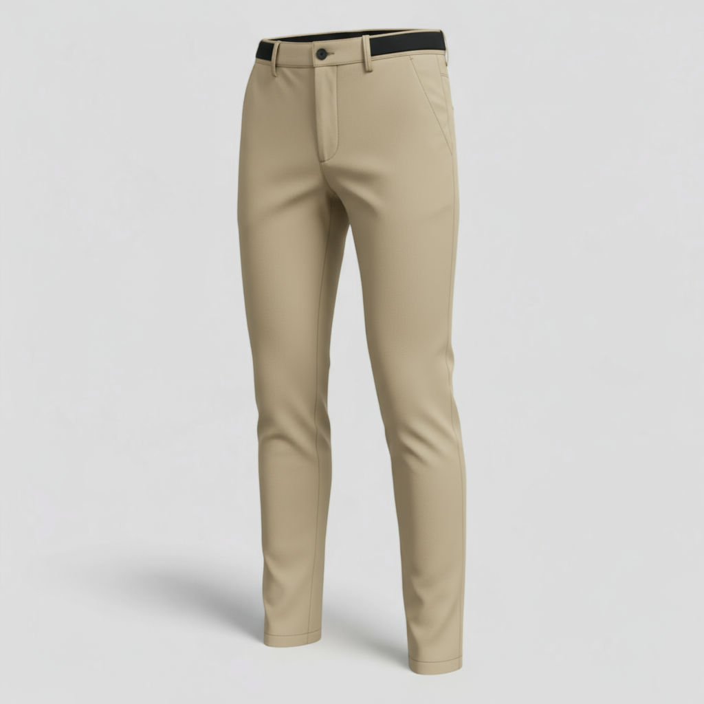 Men's Slim Fit Trousers with Elastic Waistband and Pockets