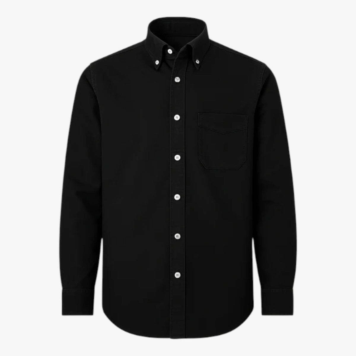 Camisa clásica de algodón de manga larga para hombre con cuello clásico