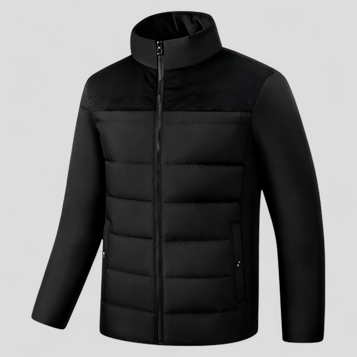 Plush-Lined Winter Parka with High Stand Collar