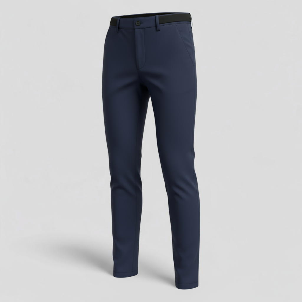 Men's Slim Fit Trousers with Elastic Waistband and Pockets