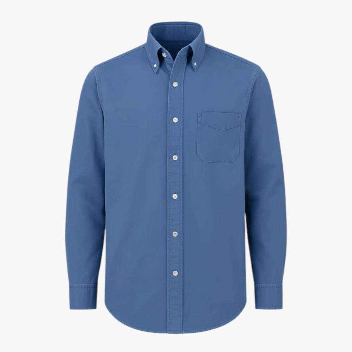 Camisa clásica de algodón de manga larga para hombre con cuello clásico
