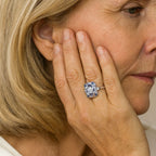 Vintage-Style Ring with Blue Zirconia Stone in Silver Colour