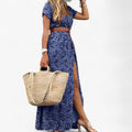 Long Boho-Style Paisley Print Maxi Dress with Straps