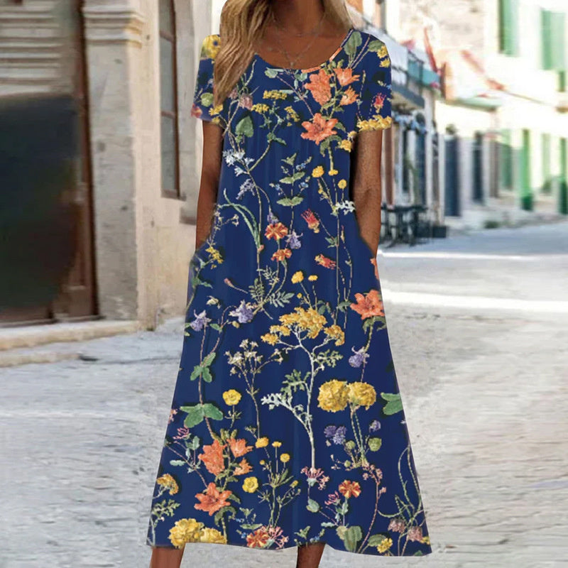 Floral Print Dress with Flattering Tummy-Coverage Fit