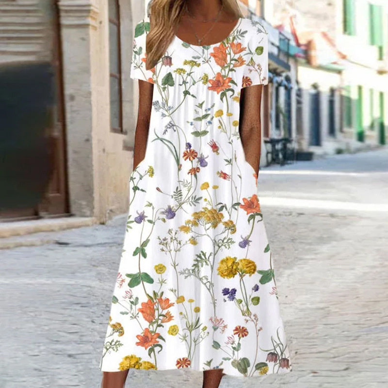 Floral Print Dress with Flattering Tummy-Coverage Fit
