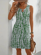Vestido midi sin mangas con estampado abstracto para el verano