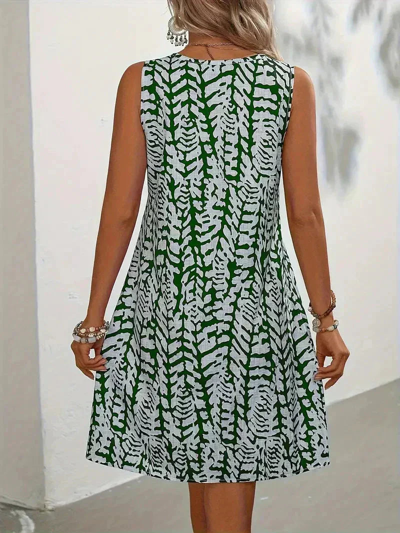 Vestido midi sin mangas con estampado abstracto para el verano