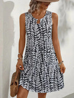 Vestido midi sin mangas con estampado abstracto para el verano