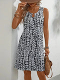 Vestido midi sin mangas con estampado abstracto para el verano