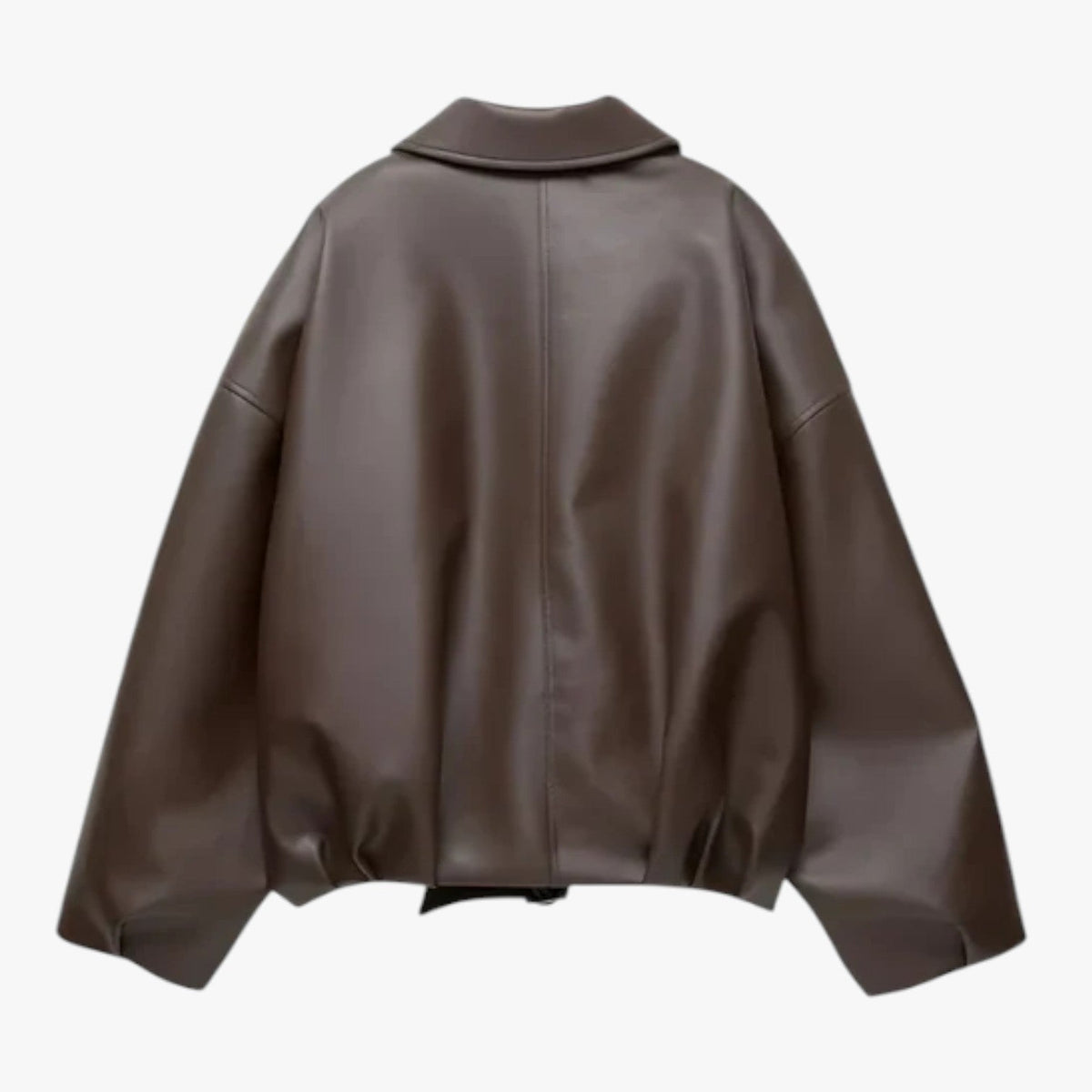 Belted Short Leather Jacket with Tailored Fit