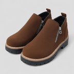 Water-Resistant Round-Toe Ankle Boots with Zip