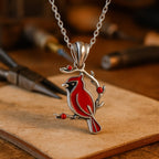 Red Cardinal Memorial Pendant Necklace with Gentle Meaning