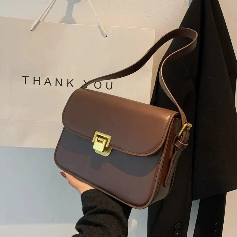 Vegan Leather Shoulder Bag with Secure Compartments