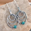 Spiral Earrings with Iridescent Stone in Silver Colour