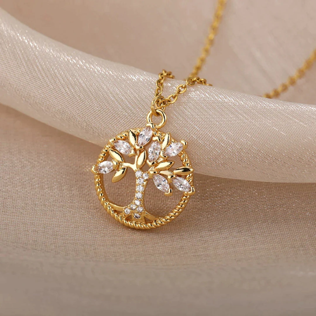 Bright Tree of Life Pendant Necklace with Detailed Branches