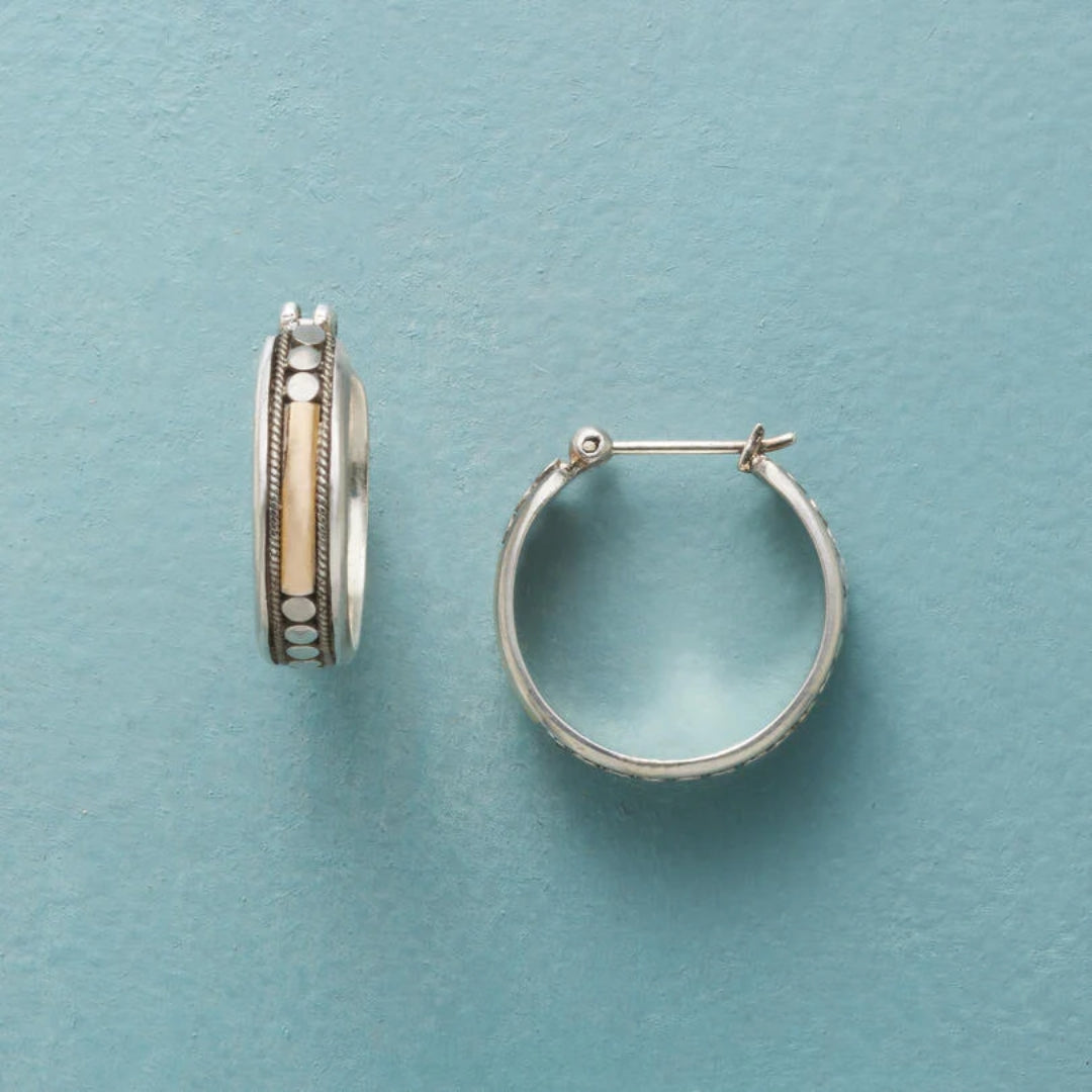Vintage-Style Small Hoop Earrings in Silver Colour
