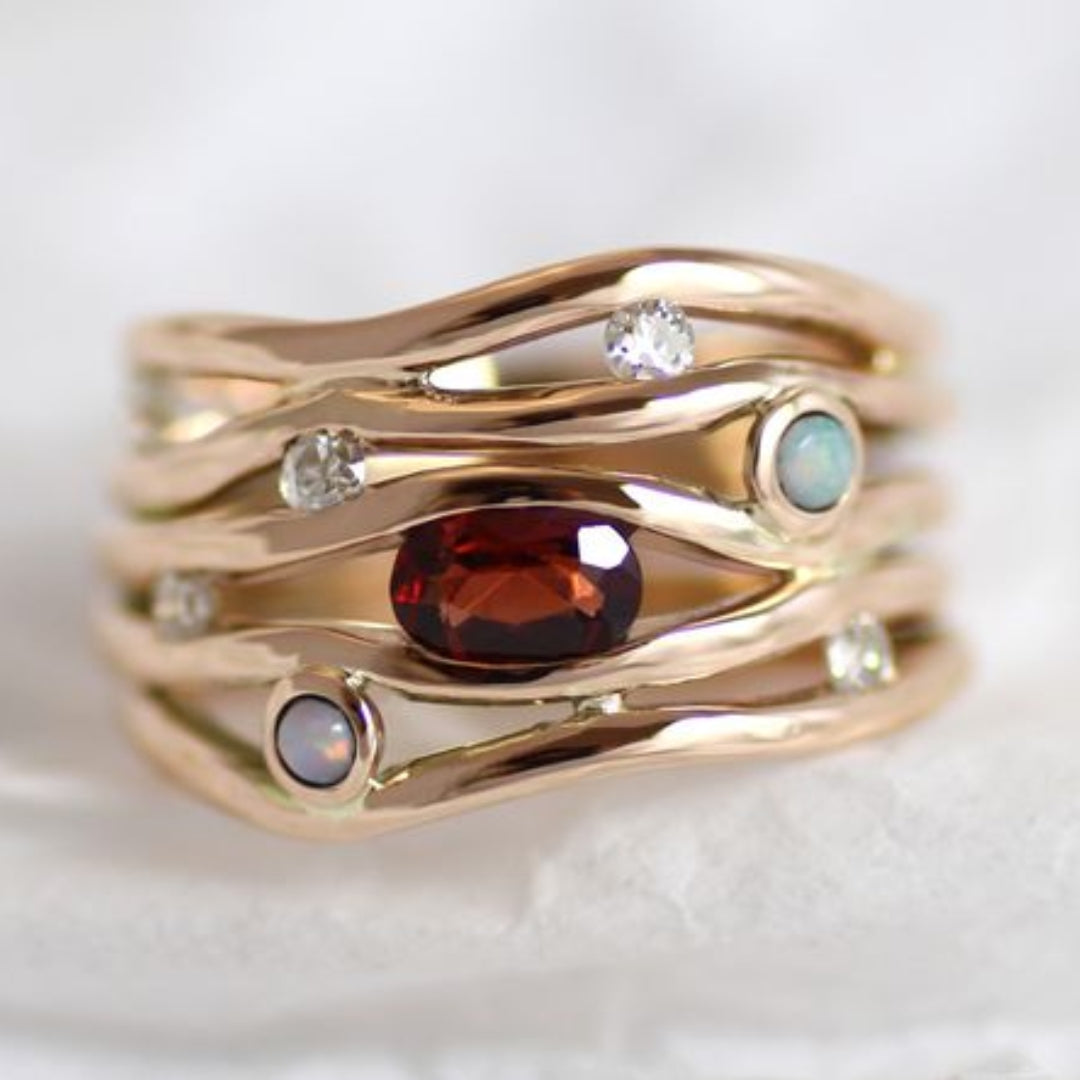 Thin Zirconia Ring with Delicate Band in Gold Colour