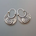 Spiral Hoop Earrings with Shell Detail in Silver Colour