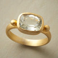 Vintage-Style White Glass Ring in Gold Colour with Milky Sheen