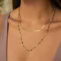 Vintage-Style Blue Stones Necklace in Gold Colour with Rich Colour