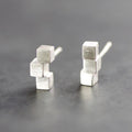 Vintage-Style Geometric Cube Earrings in Silver Colour