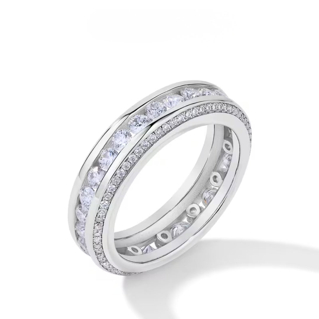 Baguette Zirconia Eternity Ring with Trail Setting