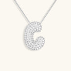 Pavé Bubble Initial Necklace with Sparkling Letter