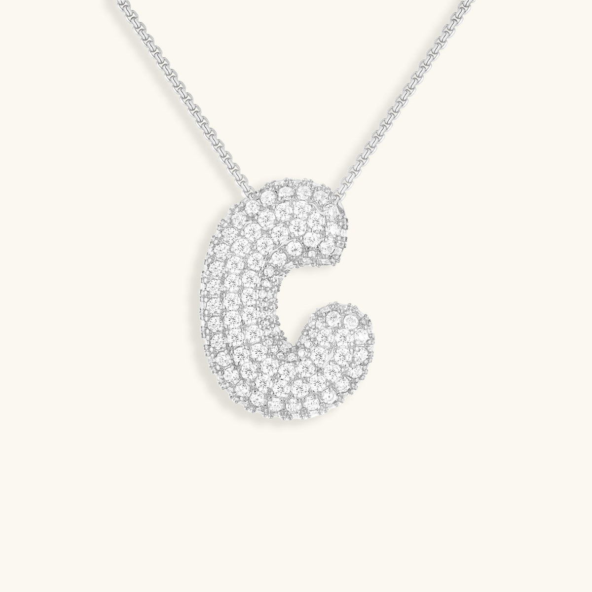 Pavé Bubble Initial Necklace with Sparkling Letter