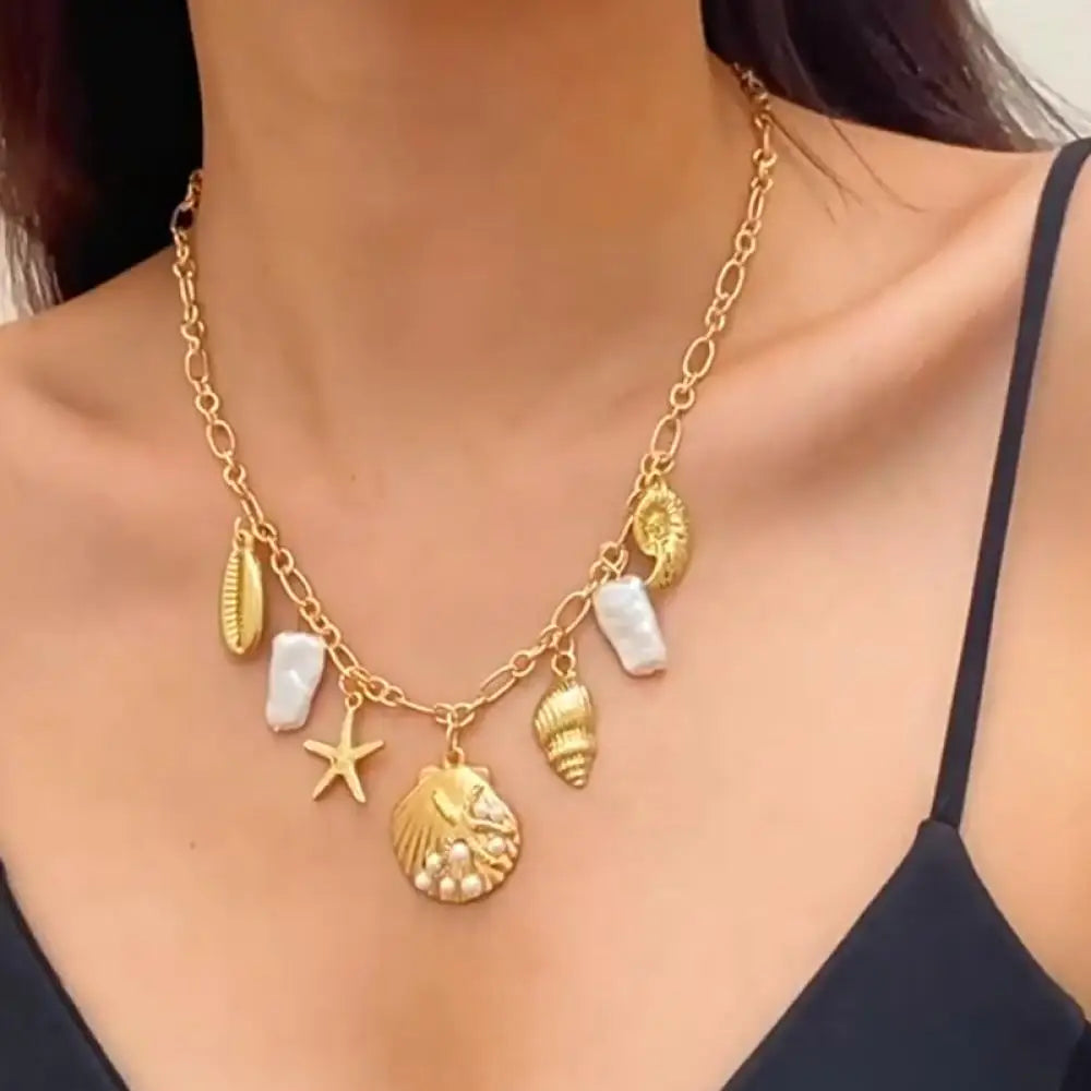 Faux Pearl Starfish Ocean Necklace in Two Styles with Beach Feel