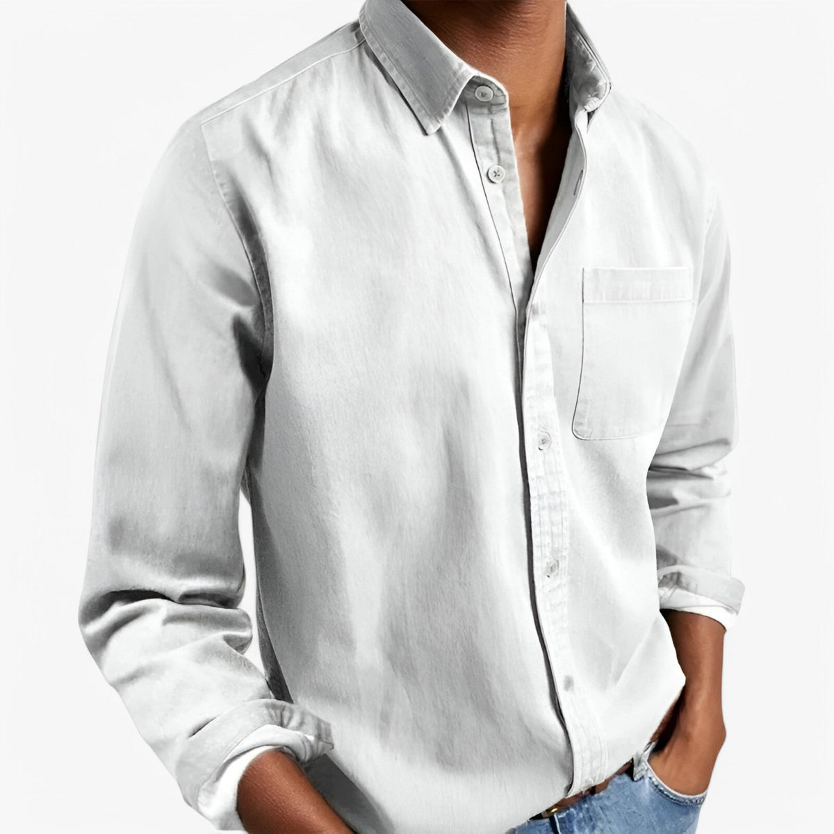 Camisa cargo de hombre de corte ajustado con cuello clásico y bolsillos