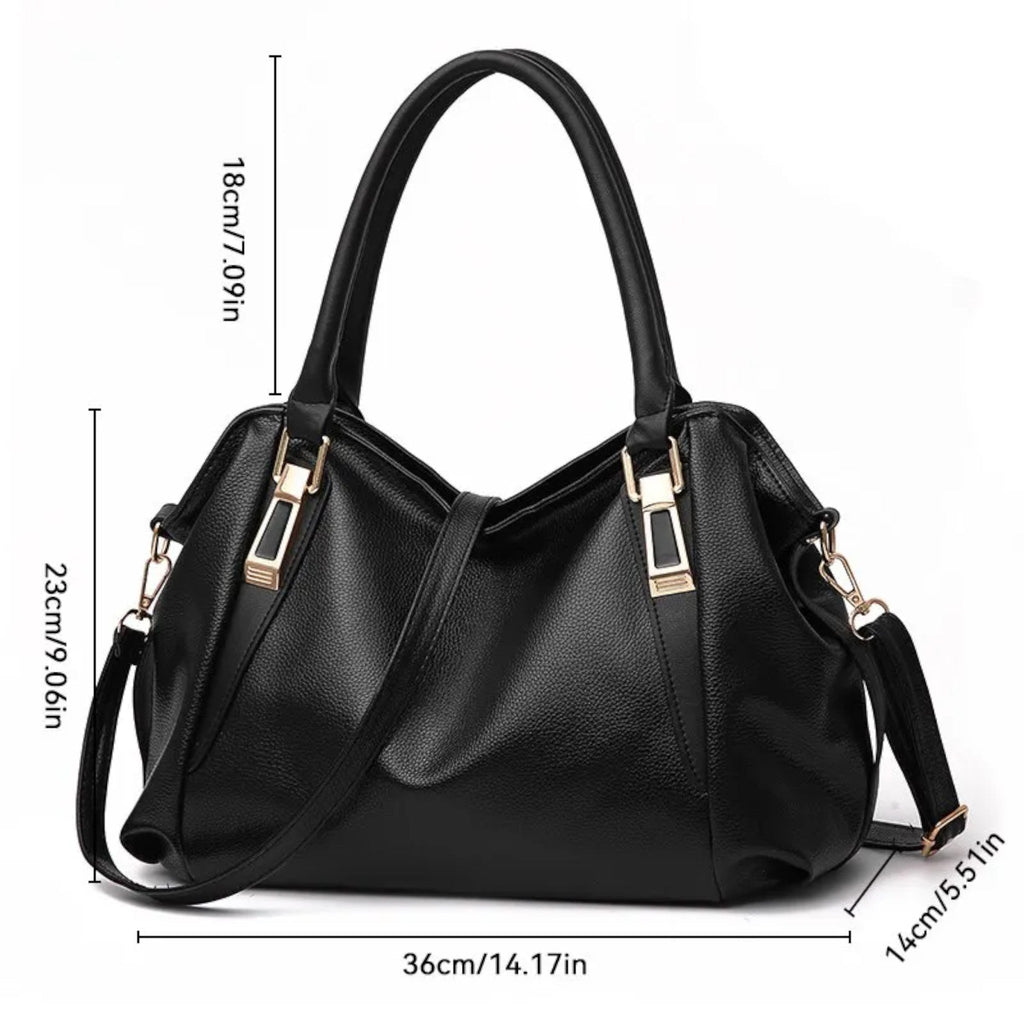 Faux Leather Tote Bag with Adjustable Shoulder Strap