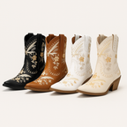 Floral Embroidered Cowgirl Boots with Block Heel
