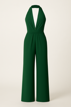 Elegant Halterneck Jumpsuit with Wide-Leg Trousers