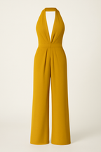 Elegant Halterneck Jumpsuit with Wide-Leg Trousers